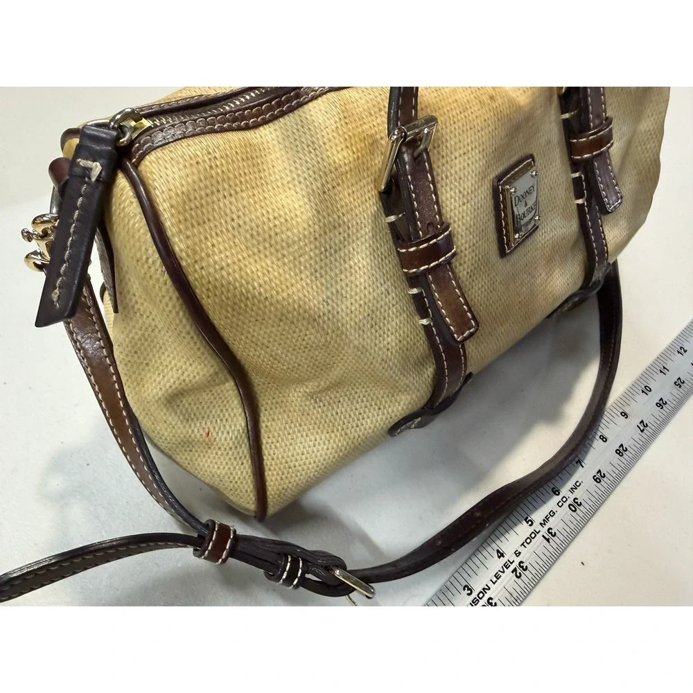Dooney & Bourke Panama Barrel Satchel Bag‎ Tan Straw Brown Leather 5L899